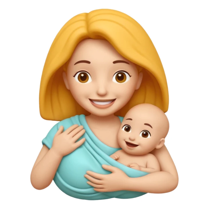 "Un icono 3D adorable de una madre sosteniendo tiernamente a un bebé. Estilo 'claymorphism' (plastilina suave),  sticker