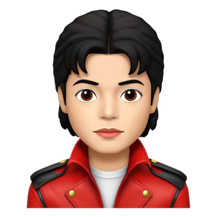 Michael Jackson light skin, black hair, brown eyes, red and black outfit sticker