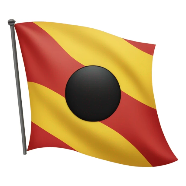 Red and black square flag with yellow circle in the middle sticker