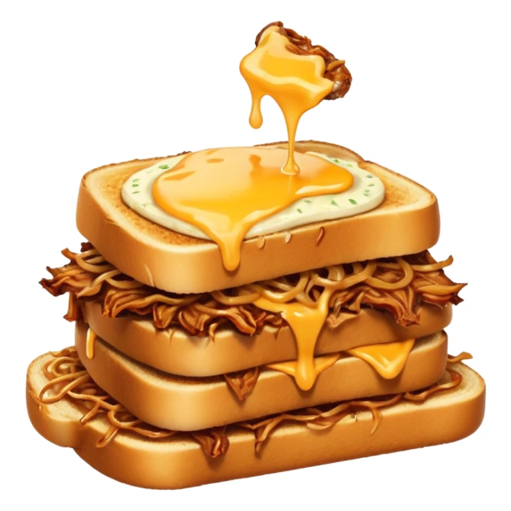 BBQ pulled pork melt on texas toast with crispy onions  sticker