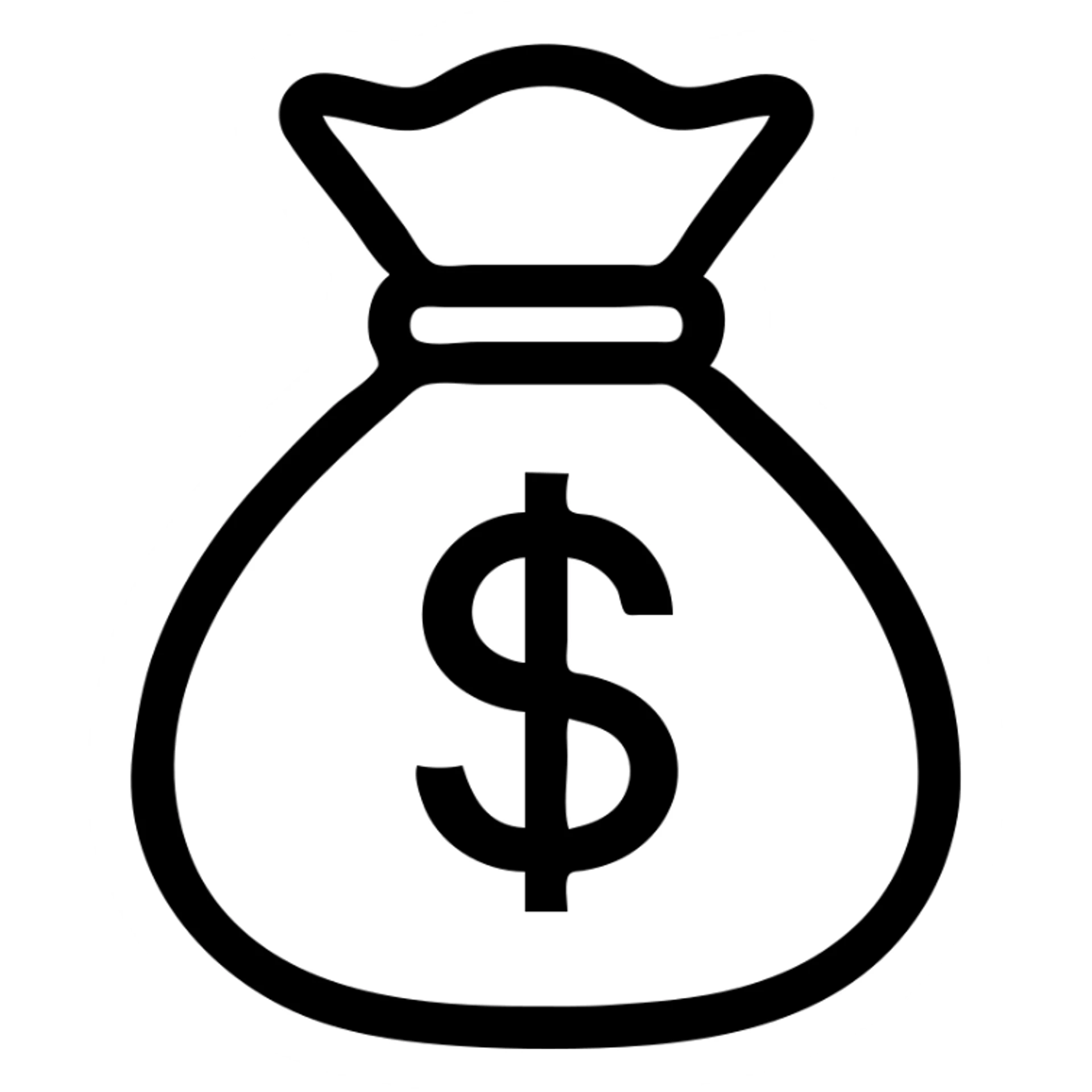money bag icon, bold lines, minimalistic style sticker