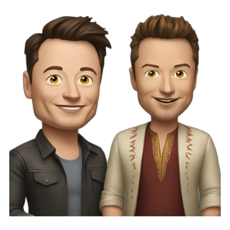 elon musk and jeff bezozs as indian babs sticker