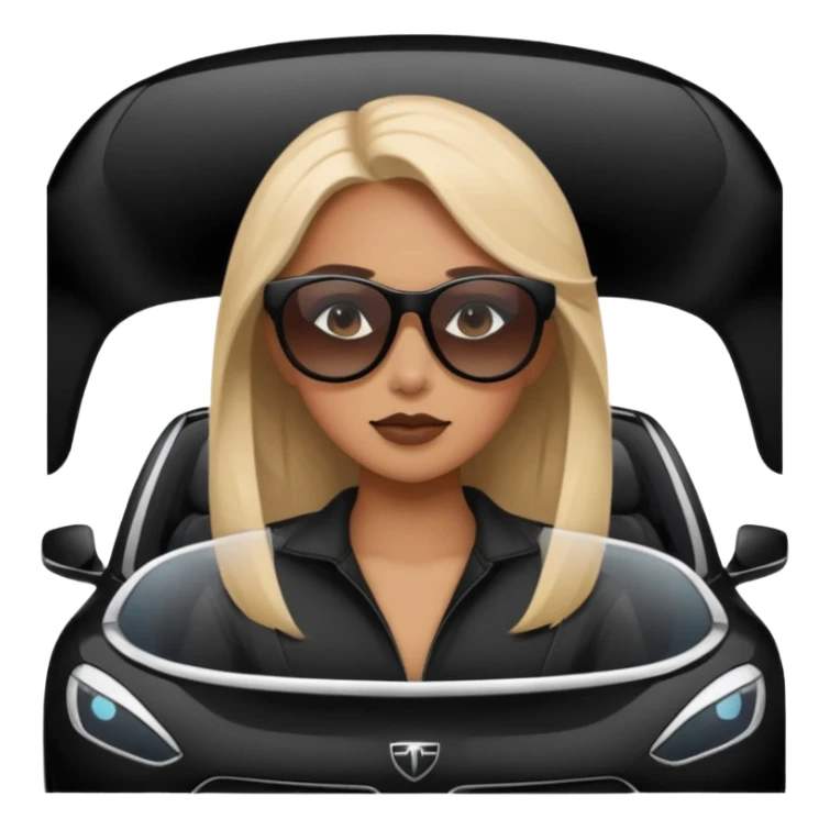 Girl in black Tesla sticker