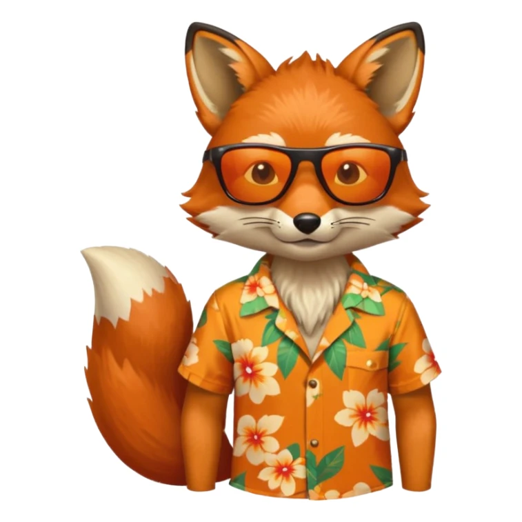 fox with aloha shirt wearing sunglasses sticker