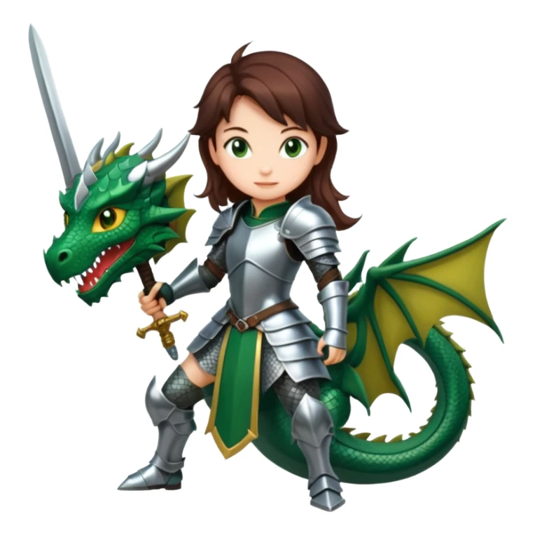 a girl in armor sword fighting a dragon sticker