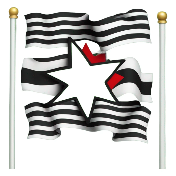 A flag with three horizontal stripes: green on the top, white in the middle, and black on the bottom. In the center of the white stripe, there are three red five-pointed stars arranged in a row. The distance between the left and right stars and the central star is equal to the distance between the flag’s shorter edges. sticker