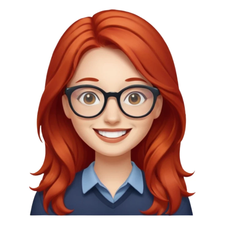 happy young woman with long red hair and glasses sticker