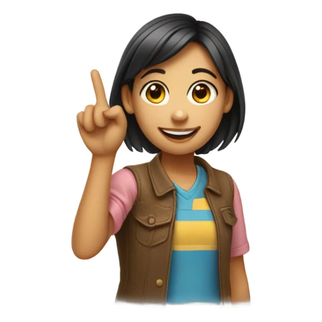a girl with her finger up sticker