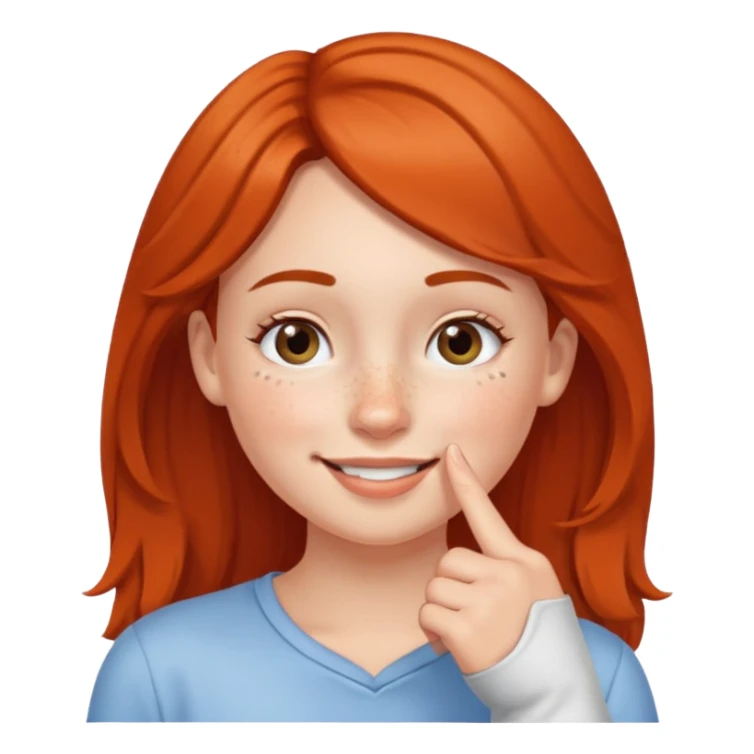 put a finger on the nose but In a cute way, bye a girl sticker