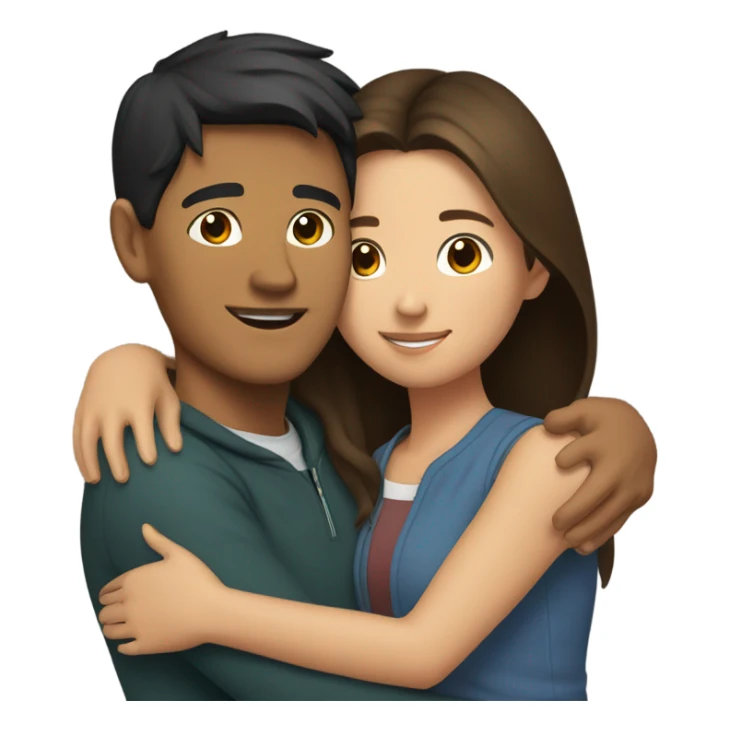 Young Filipino man young brunette woman hug sticker