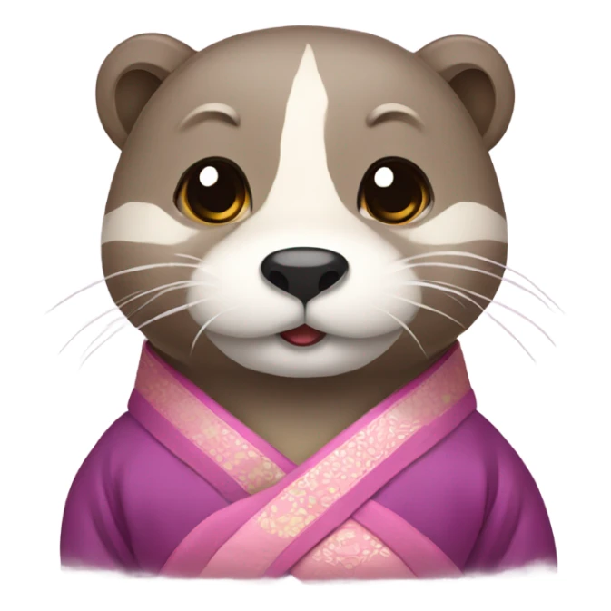 a otter face wearing traditional korean hanbok sticker