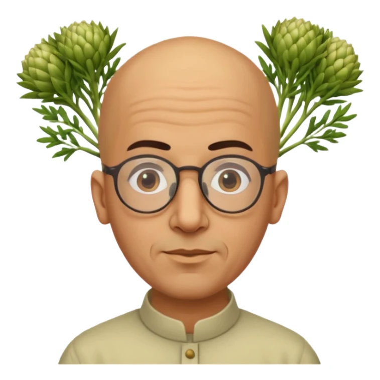 Bald moroccan man with one fennel on his head and glasses on and no turban  sticker