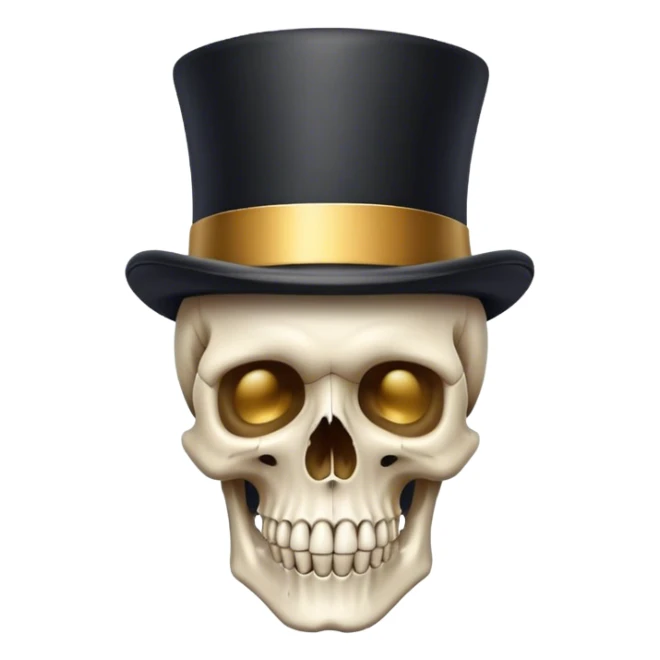 Skull emoji wearing a top hat sticker