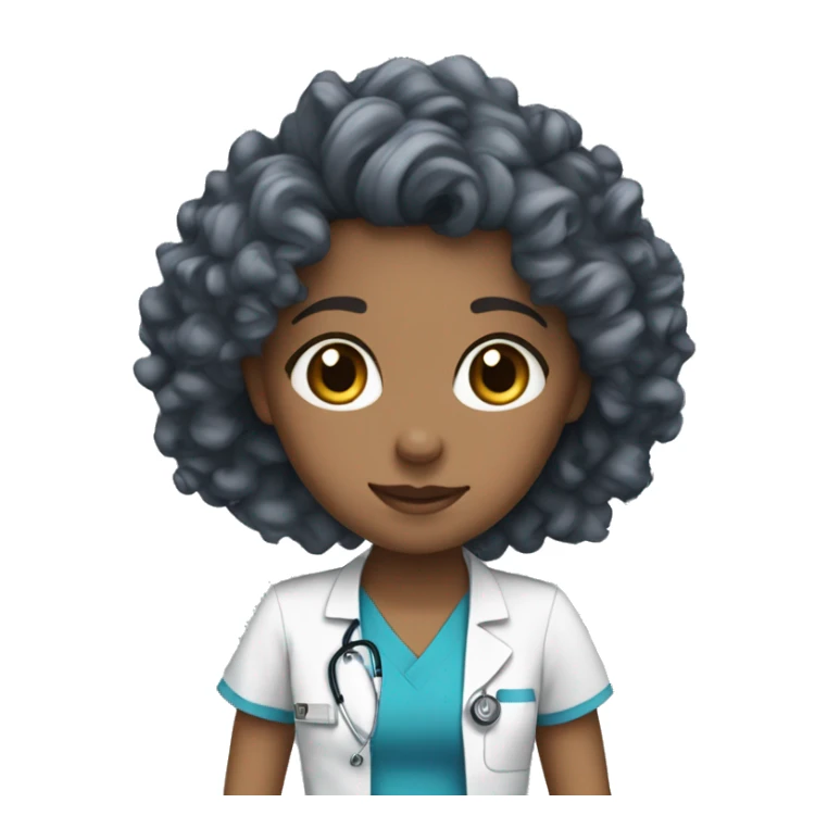 nurse blue scrubs curly brown hair hazel eyes sticker
