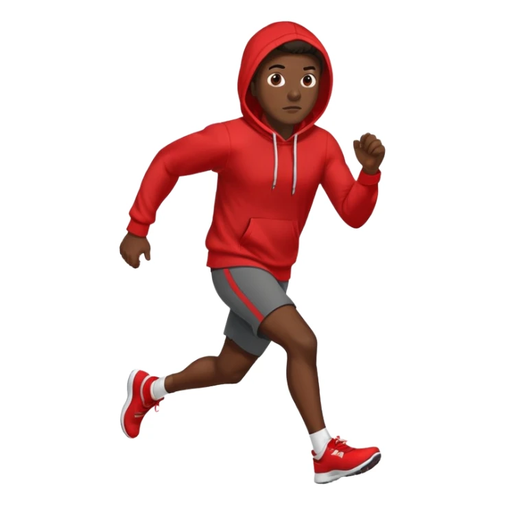 Black Man Wearing Red Hoodie. and running. right side sticker