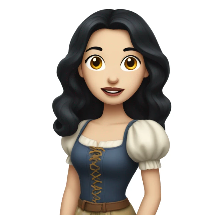 Snowwhite having long black hair and wears casual clothes  sticker