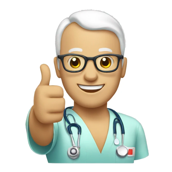 Bald male Nurse giving thumbs up sticker
