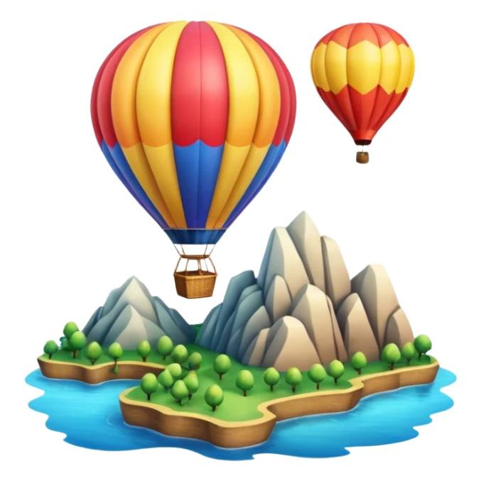 Hot air balloon above scenic water views sticker
