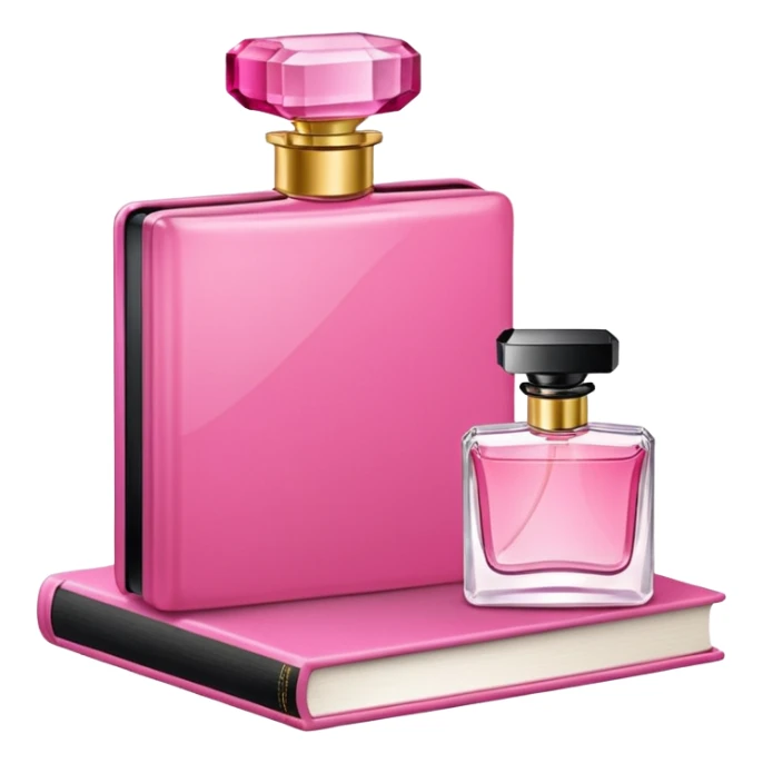 pink bookbook and fragance sticker