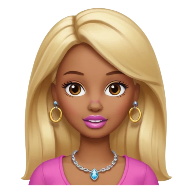 Brown skin blonde hair barbie with a nose ring sticker