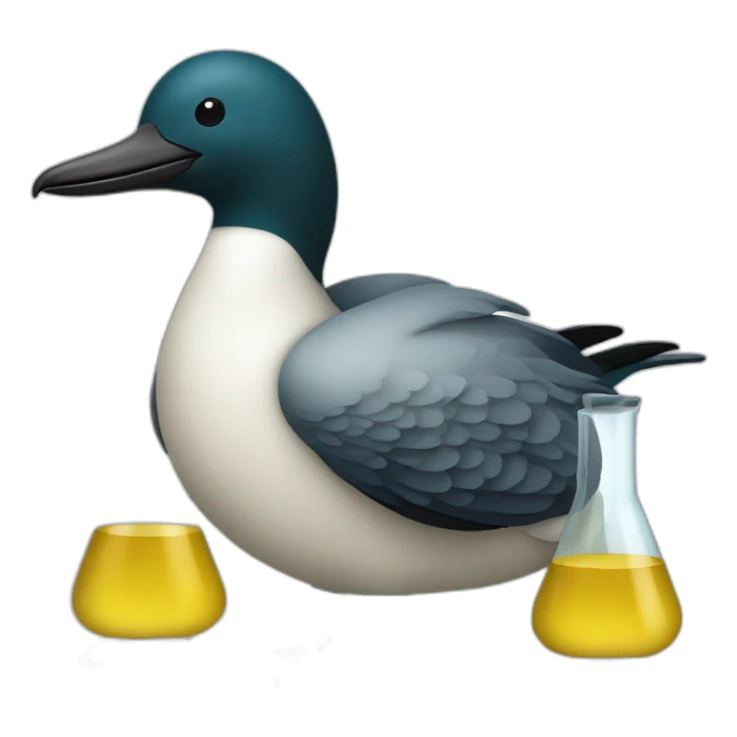 a minnesota loon with laboratory vibes and beakers sticker