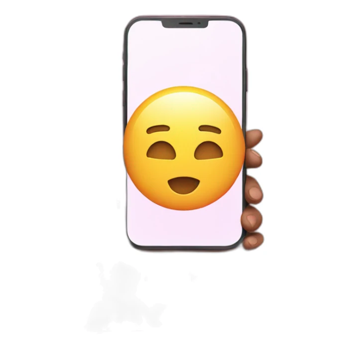 holding a smartphone with big pink checkmark on the screen sticker