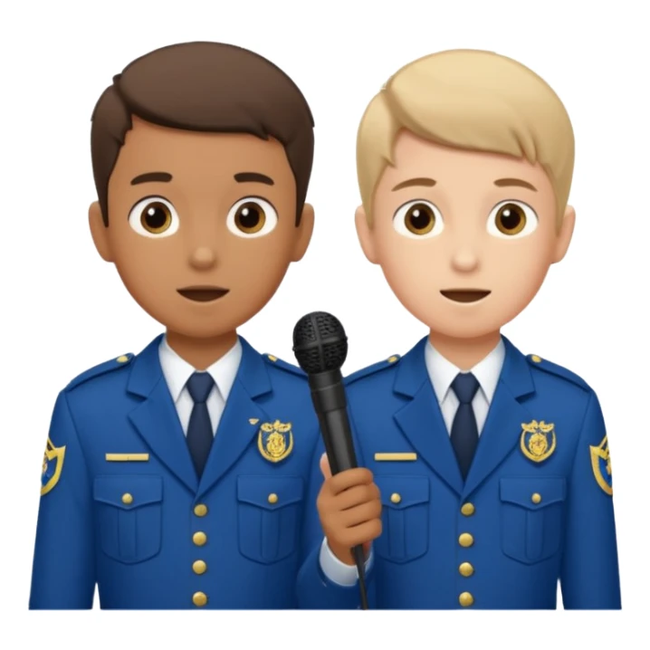 2 boys brigade parade EMCEES speaking into mics sticker