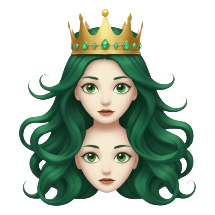 beautiful queen hydra sea witch with seven heads and a crown on the main head sticker