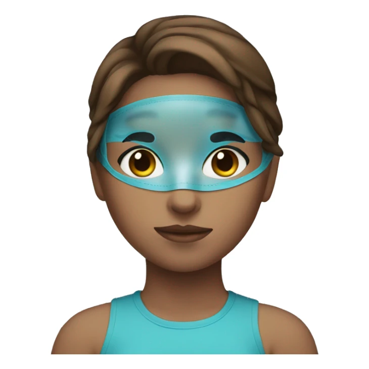 Girl with brown hair with a blue face mask on  sticker