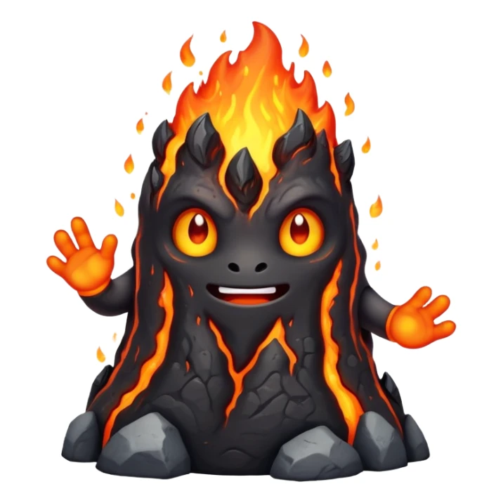a mystical fast lava creature without arms with molten lava on its head and some rocky shoulders sticker