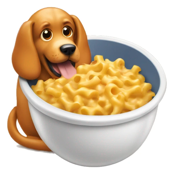 Big orange dog in a bowl of mac and cheese sticker