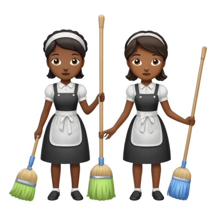 two ugly maids are holding the mop sticker