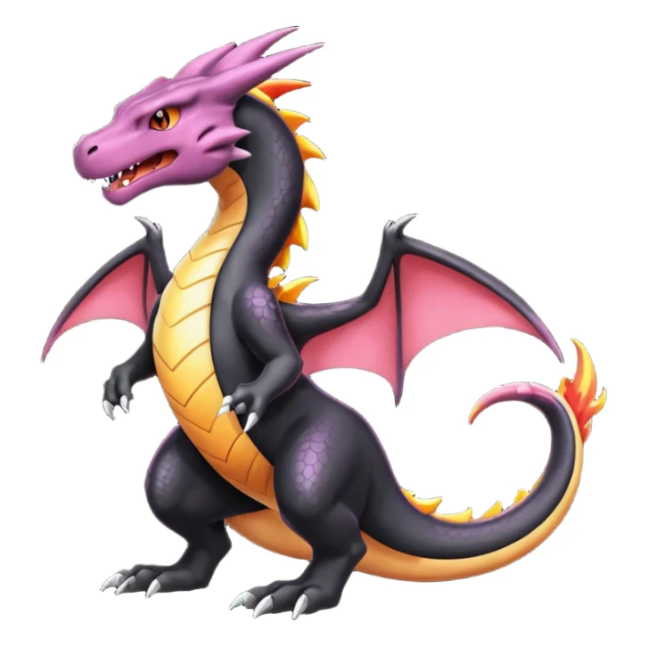 Black lanky elegant evil badass handsome cool beautiful Shiny-Charizard-Salazzle-Seviper-Salandit-fusion sticker