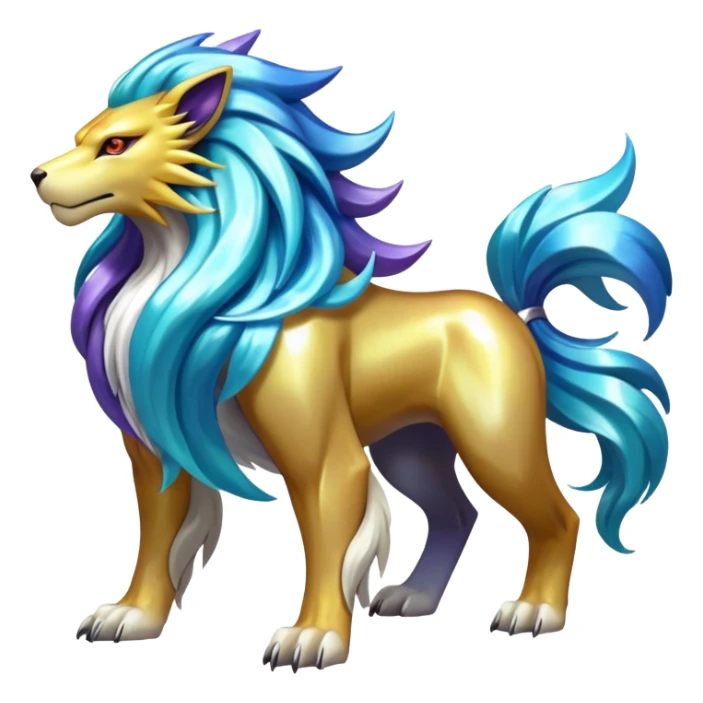 Shiny Elemental Exotic Suicune-Raikou-Entei-Pokémon-Fakémon-hybrid-creature (full body) sticker