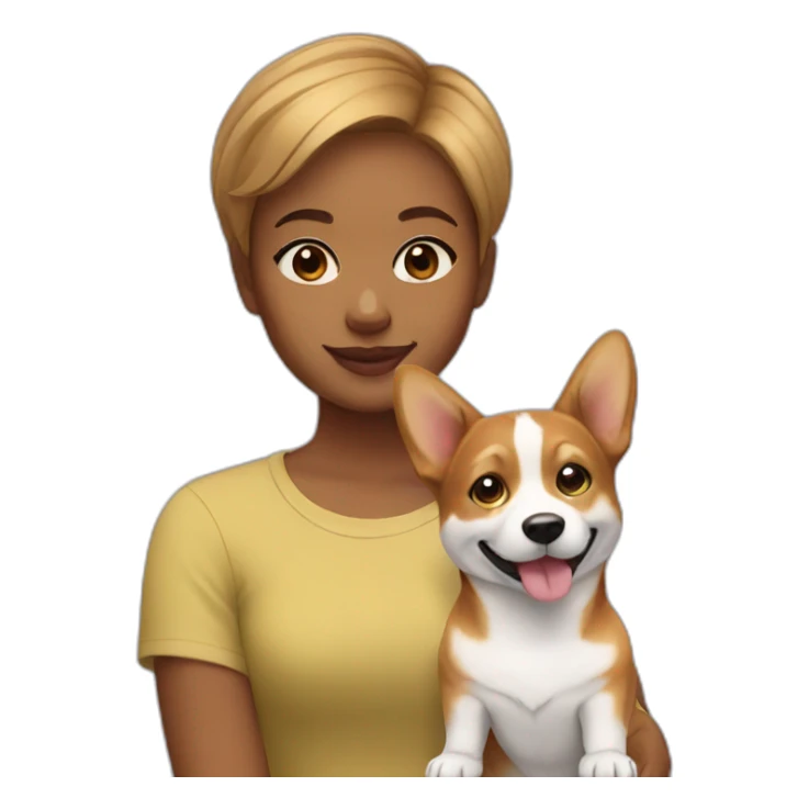 short hair girl with corgi sticker