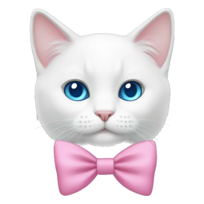 white cat with a pink bow and blue eyes sticker