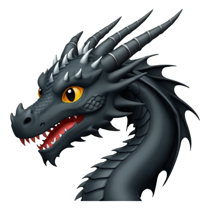 iOS emoji, minimal dragon symbol, dark fantasy, line icon sticker