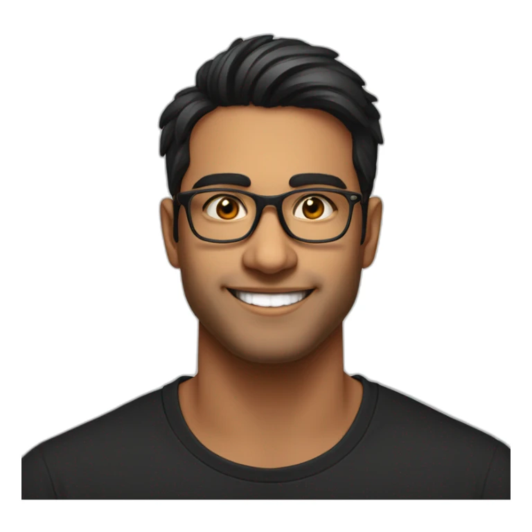 25 year old indian silicon valley creator economy startup founder smiling wearing glasses in a black tshirt with broad shoulders profile photo sticker