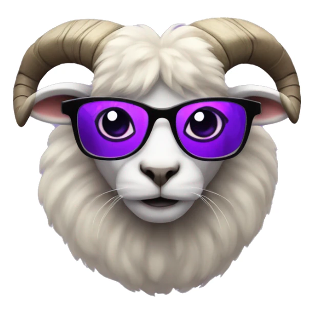Ram with purple fur and black cat eye glasses sticker