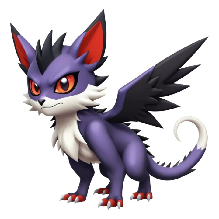 Edgy Cool Kawaii Litten-Noivern-Noibat-Absol-Pokémon Full Body sticker