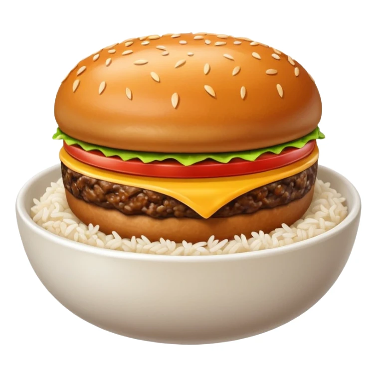 I want a hamburger patty on a bowl of rice sticker