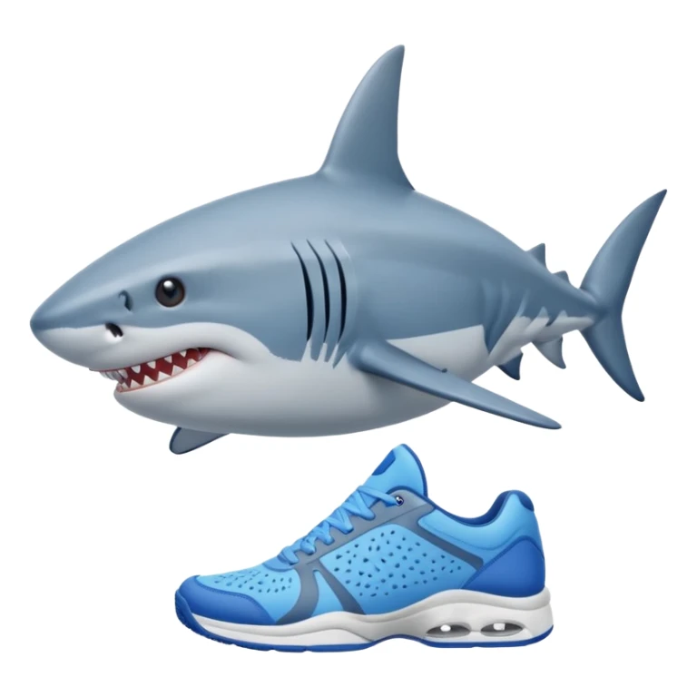 Un tiburón de 4 patas que lleve tenis azules sticker