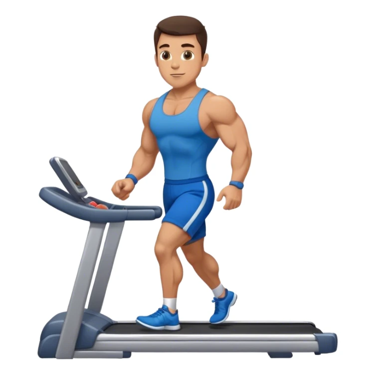 brunette male bodybuilder blue shorts treadmill sticker