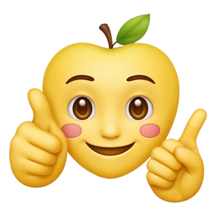 Classic apple style yellow emoji face smiling with hand in frame with their thumb and pointer finger crossed on the same hand sticker