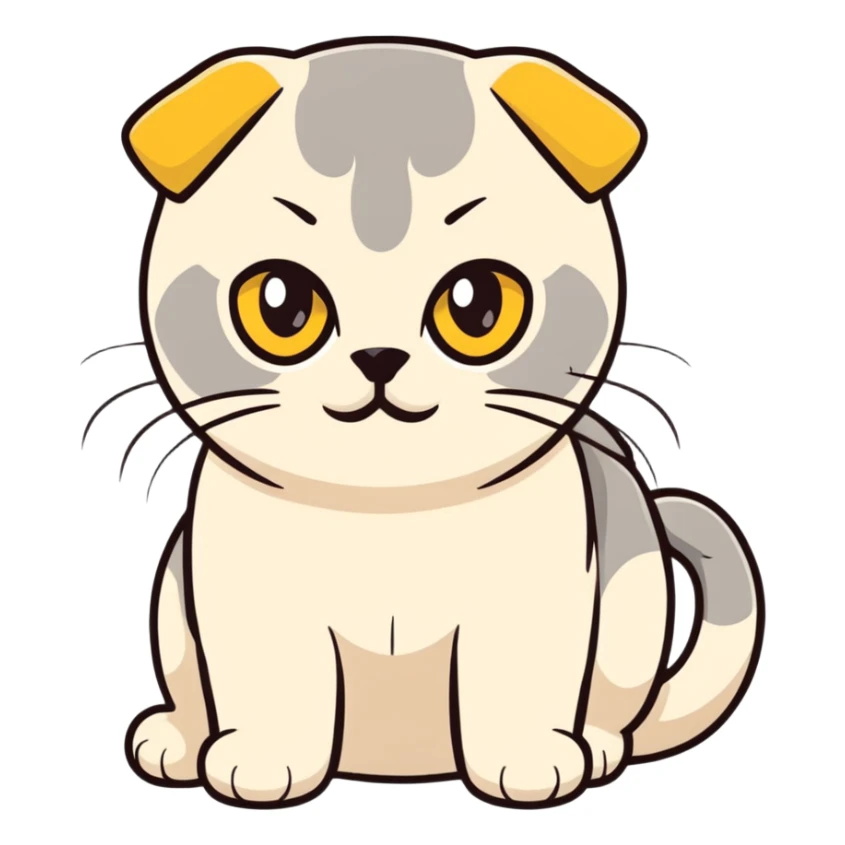 scottish fold beige colour with yellow eyes sticker