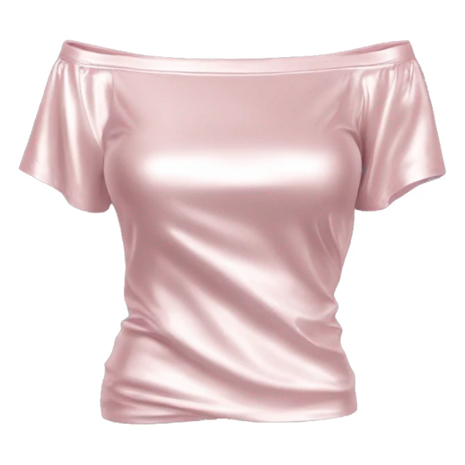 Realistic isolated side view of a light pink metallic off the shoulder Short sleeve blouse. sticker