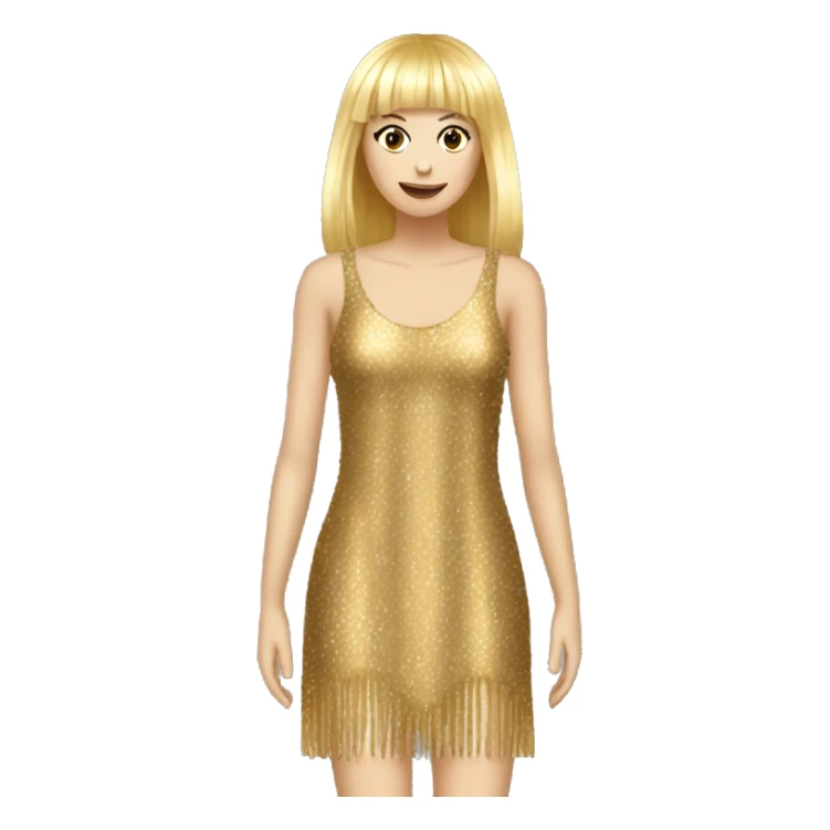 a short gold sparkly dress with fringes, dress alone sticker