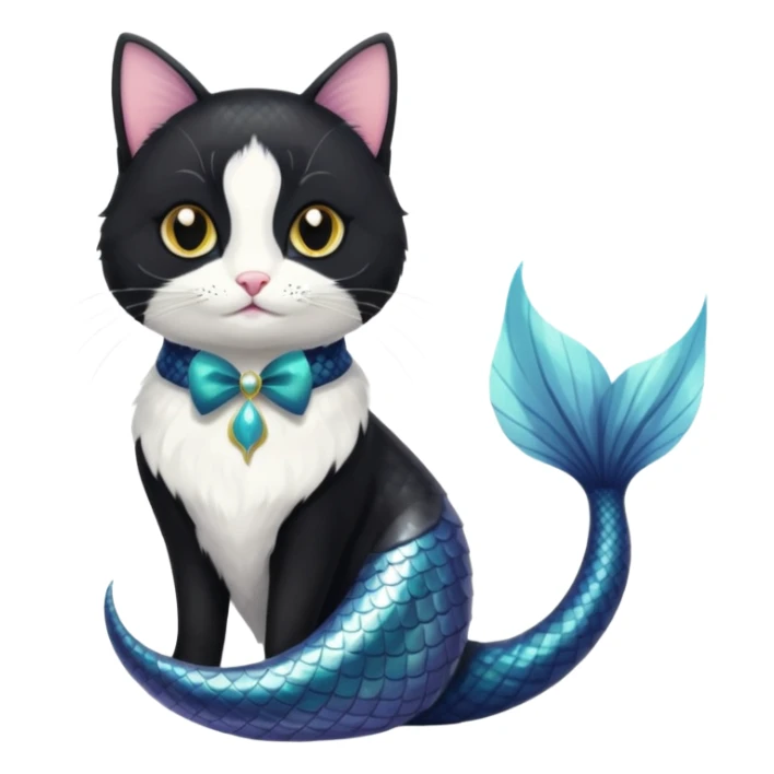 mermaid tuxedo cat sticker