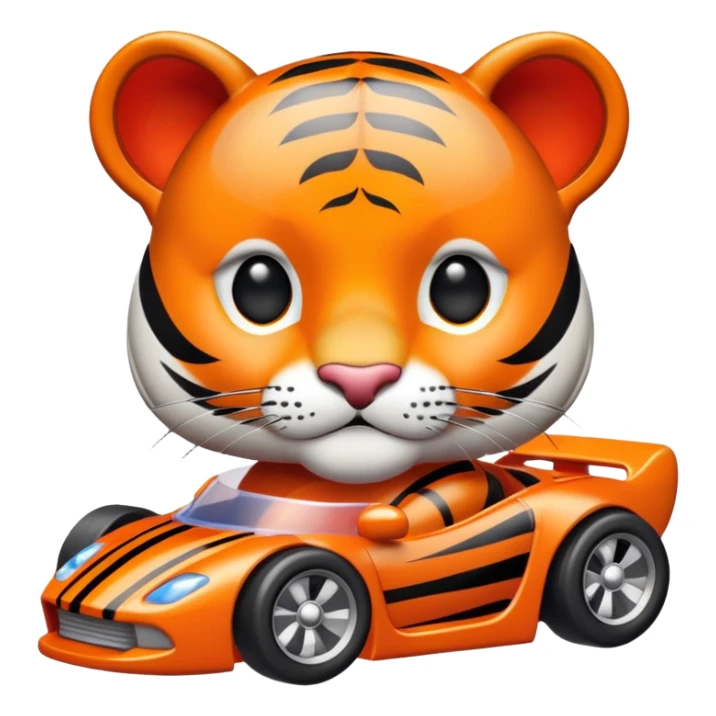 cute tiger holding toy hot wheel car sticker