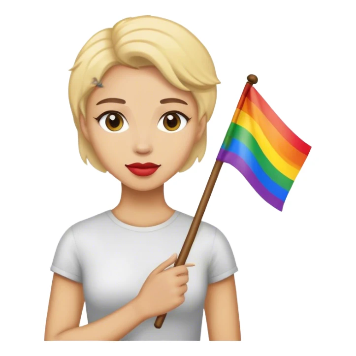 woman with lgbt flag sticker
